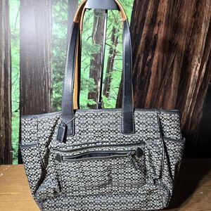Coach Stylish Black and Gray Tote/ Diapet Bag